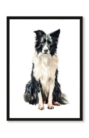boarder collie dog illustration watercolor