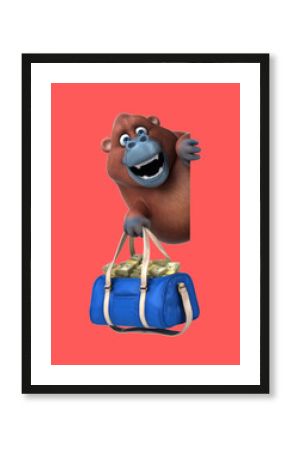 Fun 3D cartoon orang outan with money