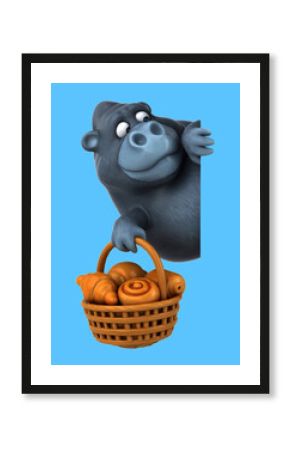 Fun 3D cartoon gorilla with pastries