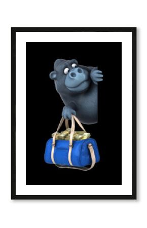 Fun 3D cartoon gorilla with money