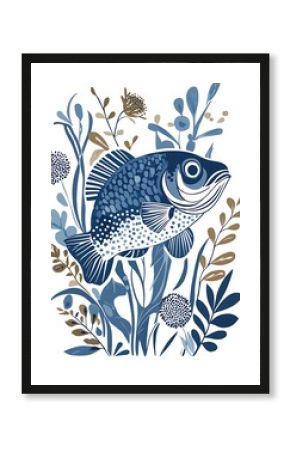青藍の藻と魚