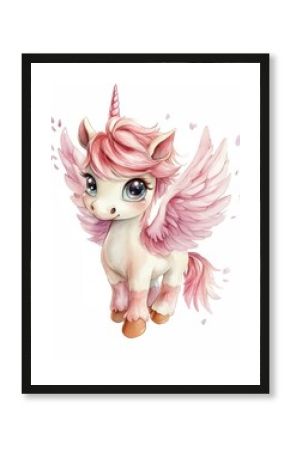 Magic unicorn childish illustration. Stay unique text with fairy pony. Perfect for baby and kids design, t-shirt prints, nursery decoration, poster, cards.