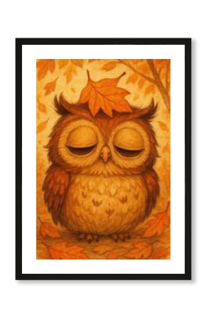 Charming autumn owl illustration