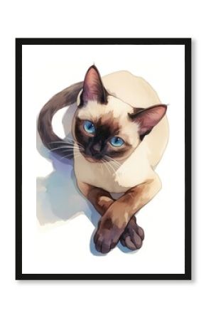 Siamese cat art illustrated.