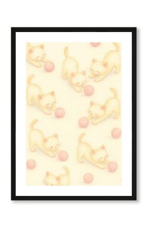 Playful kittens with pink yarn.
