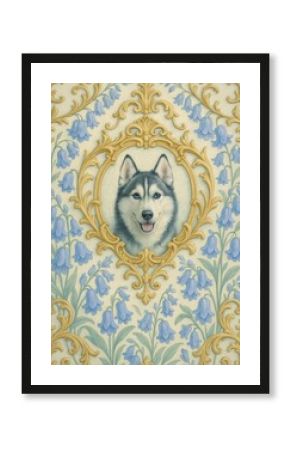 Husky portrait ornate floral design