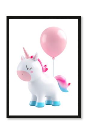 PNG Cute chubby unicorn balloon art illustration.