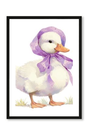 PNG Purple coquette duck illustration watercolor animal.