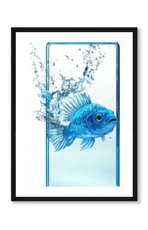 PNG Aquarium fish swimming out of a screen water illustration aquatic.