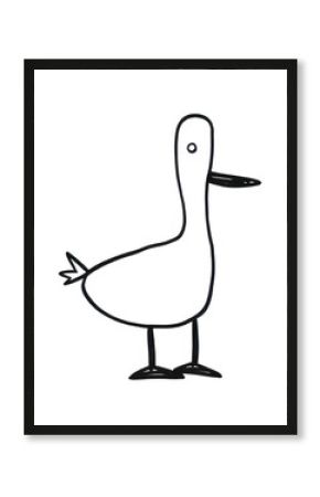 Minimal illustration of duck drawing animal sketch.