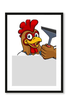 Window Cleaner Chicken Rooster Car Wash Mascot