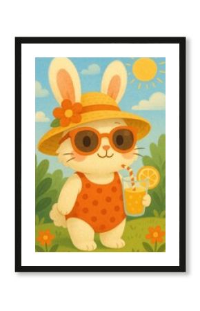 Cute bunny enjoying summer vibes.