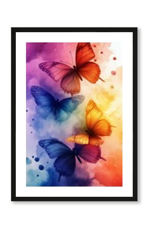 Colorful Butterflies Soaring Gracefully in a Vibrant Abstract Background