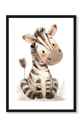 Zebra illustration watercolor children's.