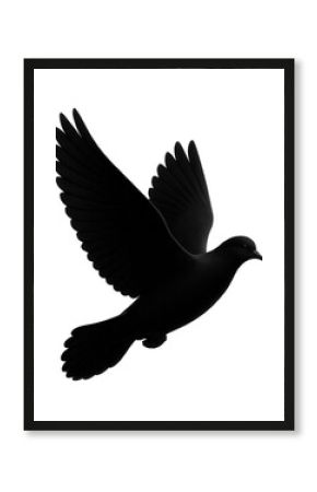 Silhouette of a flying pigeon with rounded wings