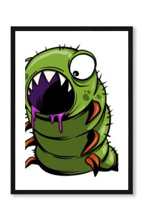 Cartoon Illustration of a Green Monster