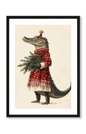 Caiman animal illustration alligator.