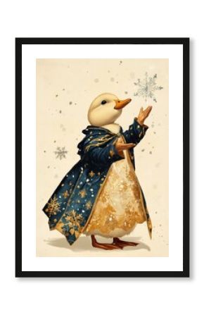 Pekin Duckling animal illustration snowflake.
