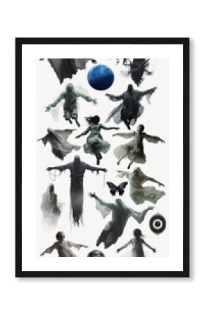 Halloween haunting spirits design element set