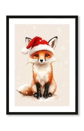 A fox costumes wearing christmas theme animal cute illustration.
