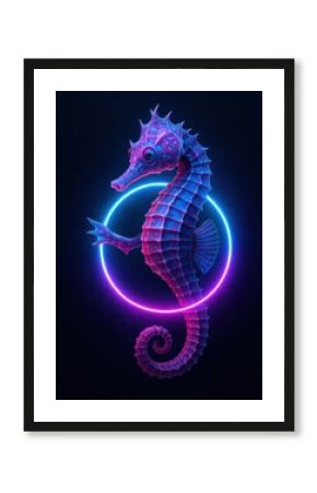 Vibrant neon seahorse design.