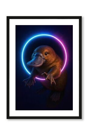 Neon platypus glowing wallpaper