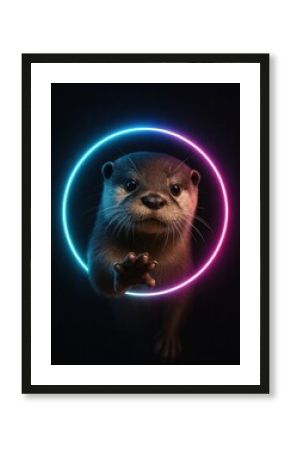 Otter with neon circle