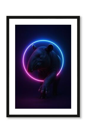 Neon tapir futuristic digital art