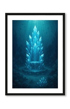 Majestic crystal throne underwater.
