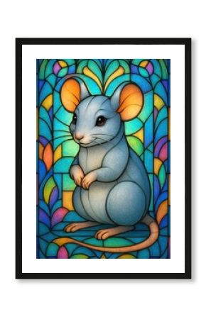 Colorful stained glass mouse
