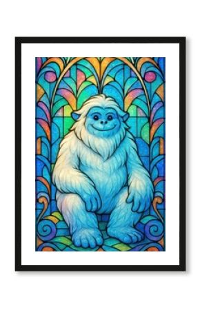 Colorful stained glass yeti
