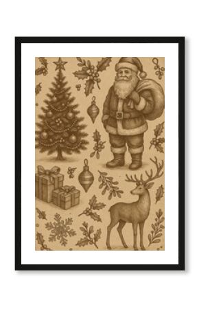 Vintage festive holiday illustration