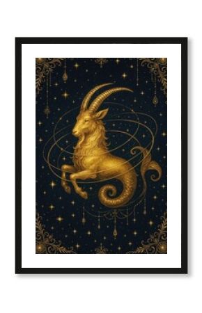 Mystical Capricorn zodiac illustration