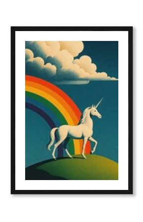Magical unicorn beneath vibrant rainbow mobile wallpaper