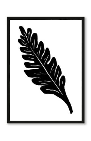 Black long leaf png illustration sticker, transparent background