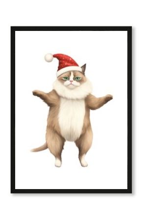 Chubby Ragdoll cat dancing pet christmas mammal.