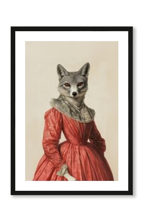 Animal fox painting portrait.