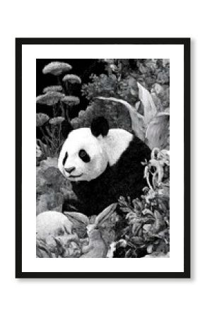 Intricate panda amidst detailed foliage mobile wallpaper