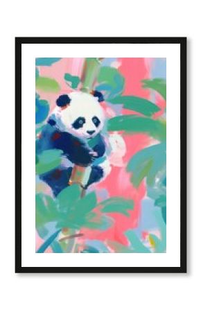 Chinese panda and bamboo painting art backgrounds.