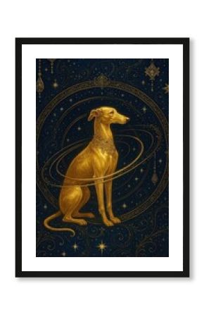 Elegant celestial dog illustration
