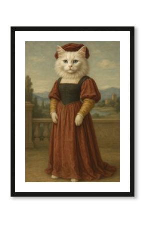 Regal cat in Renaissance attire.