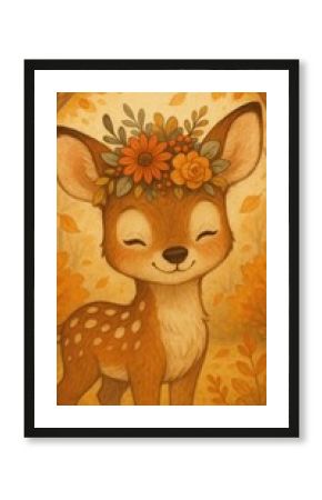 Charming autumnal woodland creature illustration.
