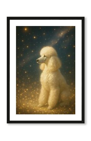 Elegant poodle amidst stars