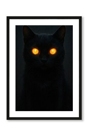Mysterious glowing-eyed black cat