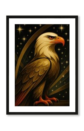 Majestic eagle under starry sky.