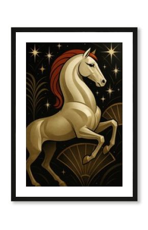 Elegant horse art deco design.