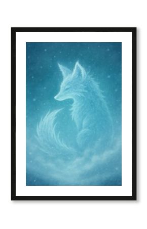 Mystical fox in snowy landscape.