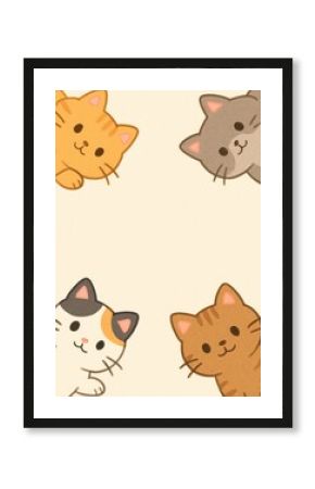 Cute cartoon cats peeking playfully.