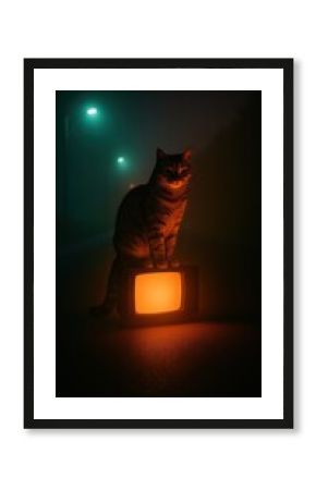add a cat sitting on television