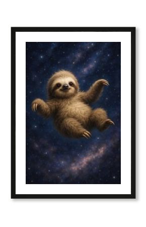 Adorable sloth floating galaxy.